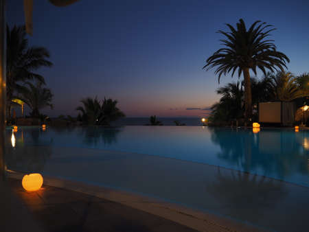 Tenerife Hotel Pool at Nightの写真素材