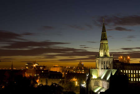 Glasgow Cathedral, Scotland, at nightの写真素材