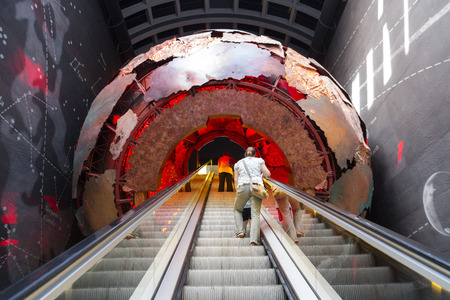 London, United Kingdon - 5 September 2013: Temporary Entrance to the Science Museum while the main entrance is renovated.のeditorial素材