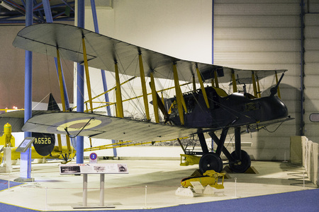 London, UK - 6 September 2013: Royal Aircraft Factory F.E.2b on display in the RAF museum London.