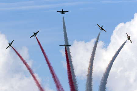 Kalkara, Malta - 23 September 2016: PZL-Mielec TS-11 Iskra of the aerobatic demonstration team of...