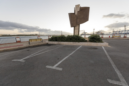 Sunrise view of Marsaxlokk Harbor, from Birzebbuga, with power station on the left and Malta Freeport on the rightのeditorial素材