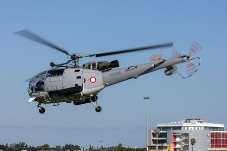 Luqa, Malta - January 10, 2020: Malta Armed Forces Aerospatiale SA-316B Alouette III (AS9211) coming...