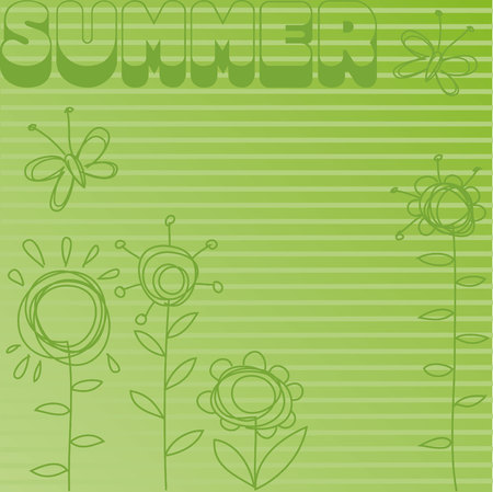 Modern green background with flowersのイラスト素材