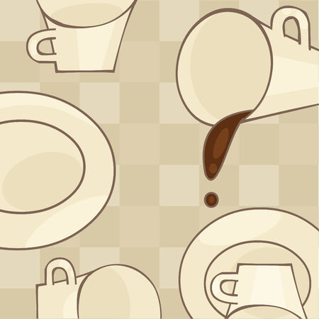 Beige background with coffee utensilsのイラスト素材