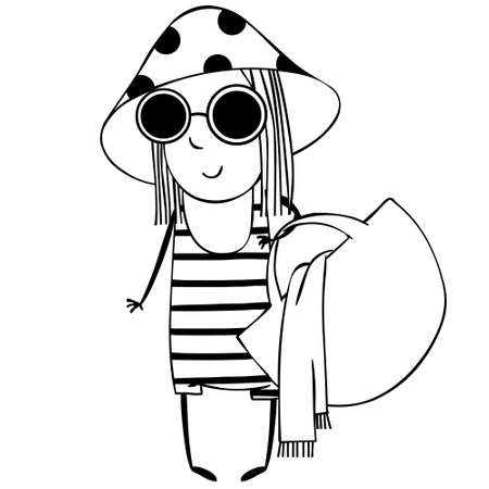 Cute little girl, vector ilustrationのイラスト素材