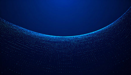 Abstract wave of particles. Big data visualization. Futuristic vector background.の素材