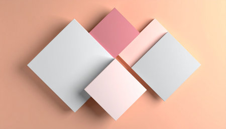 Colorful business cards mockup on pastel background. 3D renderingの素材