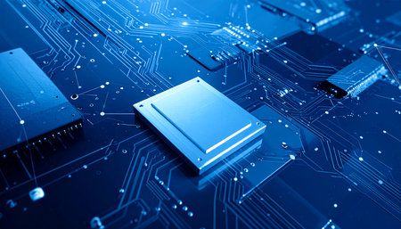 Electronic circuit board, close up. Computer hardware technology background.の素材