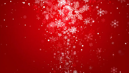 Red christmas background with snowflakes and place for your textの素材