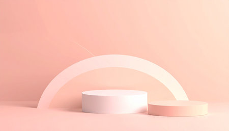Abstract minimal scene with geometrical forms. Pink podium for your design. 3d renderの素材