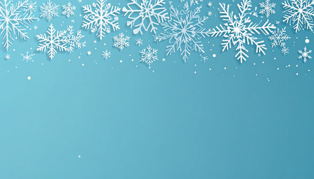 Christmas background with white snowflakes on blue background. Vector illustration.の素材