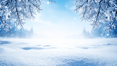 Winter forest. Winter landscape. Snow covered trees. Christmas background.の素材