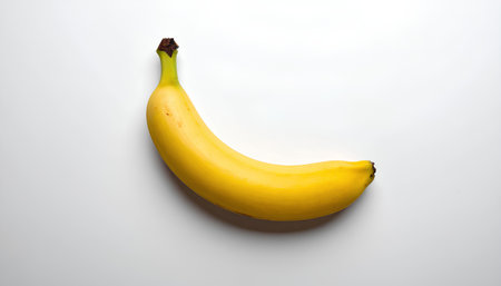 Banana isolated on white background. Flat lay, top view.の素材