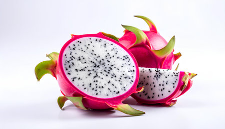 Dragon fruit isolated on white background with clipping path. Pitaya or pitahayaの素材