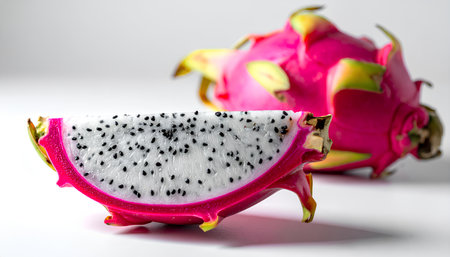 Dragon fruit on white background with copy space, healthy food concept.の素材