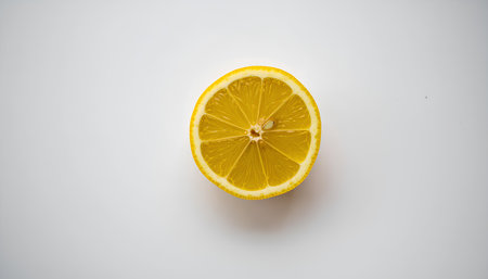 Lemon on a white background with space for text. Top view.の素材