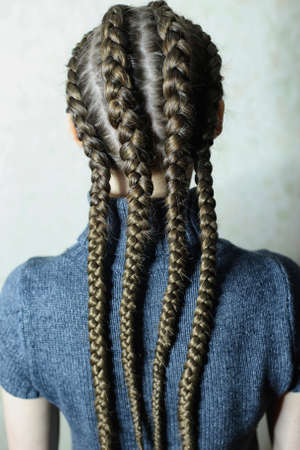 four braids natural shades in the tone of hair with kanekalon