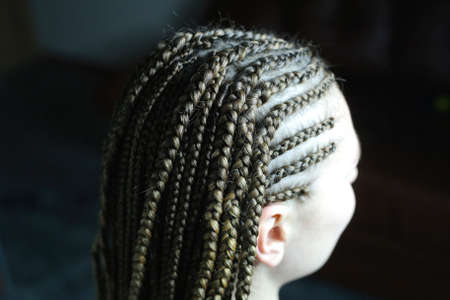 African hairstyle sphinx, braided pigtails obodlkom a personの写真素材