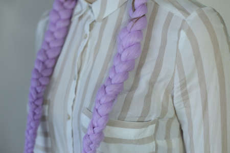 designer hairstyle of thick and thin braids, youth style, masterの写真素材