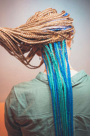 African braids, many thin braids a month laterの写真素材