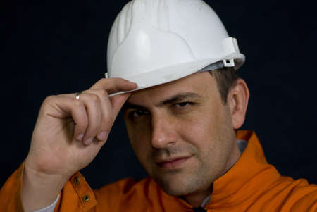 Miner saluting with his hardhat stock photoの写真素材