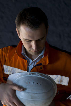 worker preparing himself stock photoの写真素材