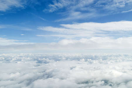 View from airplane window inside the cloudsの写真素材