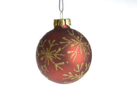 Red Christmas ball isolated on white backgroundの写真素材
