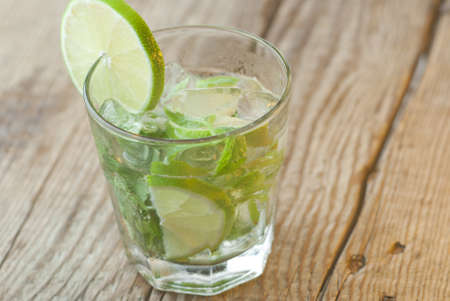Mojito glass with wood backgroundの写真素材