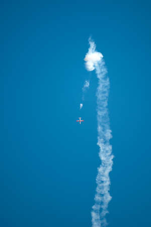 Massive air trail from a plane doing aerobatics in Aeromeeting Bitola 2011