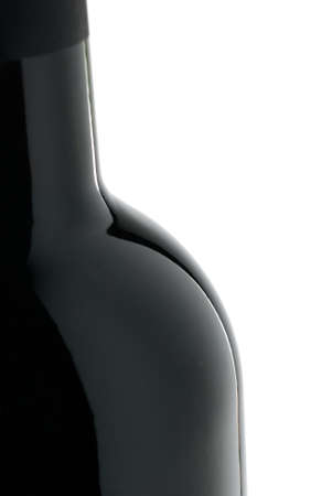 Profile shot of a black wine bottle on whiteの写真素材