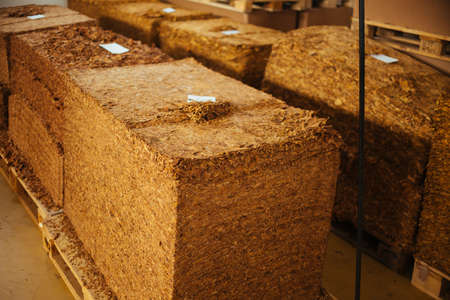Piles of tobacco in warehouse of a cigarette factoryの写真素材