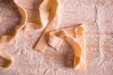 Freshly made tagliatelle from italyの写真素材