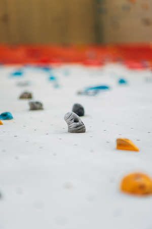Outdoor rock climbing wall in a sport facilityの写真素材