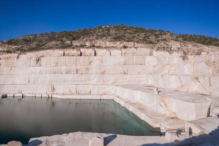 Landscape in the mountains of marble rocks from the quarryの写真素材