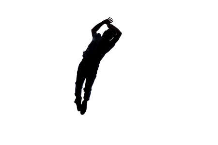 Man is doing modern dance on a white backgroundの写真素材