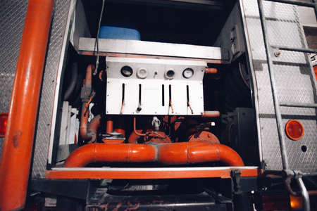 Panel at a side of fire truck for controling various types of pumps and winches