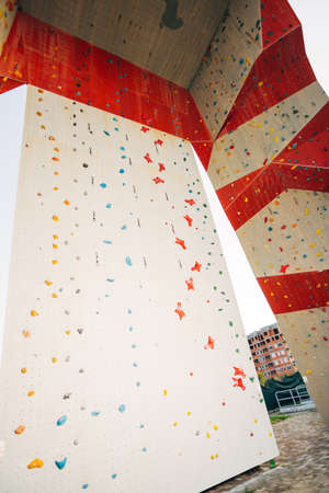Outdoor rock climbing wall in a sport facility