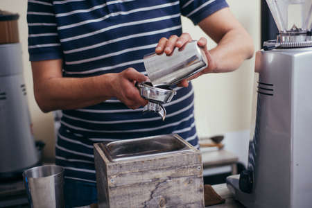 Barista cafe making coffee preparation service conceptの写真素材