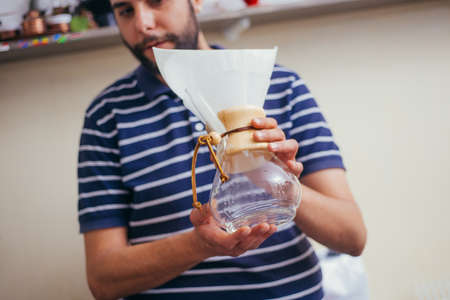 Barista cafe making coffee preparation service conceptの写真素材