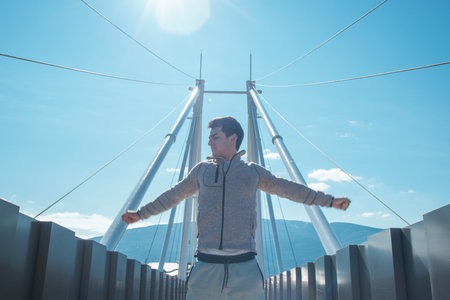 A man is exercising and doing workout while enjoying fresh air