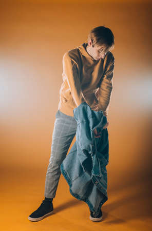 Modern dancing performer exercising during a dance practiceの写真素材