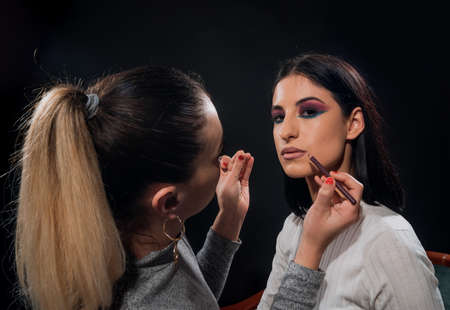 Makeup in progress. Fashion, makeup and cosmeticの写真素材