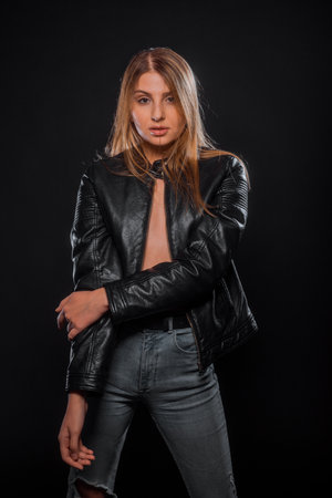 Body shot of a cool young woman wearing modern style clothingの写真素材