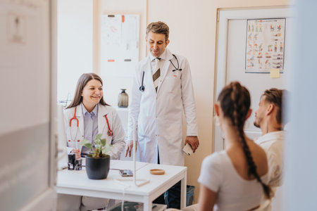 Medical Specialist Checking Patients Health in Hospital Examination Roomの写真素材
