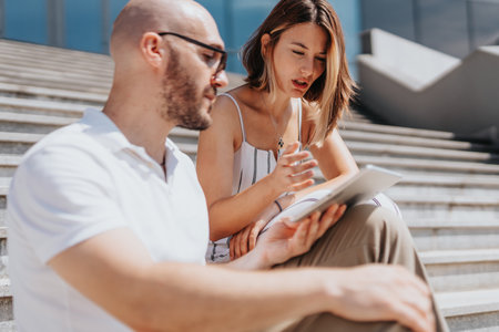 Business Professionals Strategizing and Discussing E-Commerce Trends for Profit Growthの写真素材