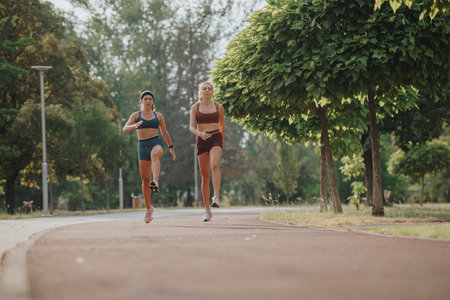 Athletes and fitness enthusiasts demonstrate their stamina and fit bodies while engaging in outdoor...