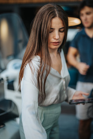 Business Professional Engaged in Online Research and Analysisの写真素材