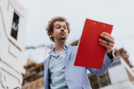 Corporate Team Discussing Architecture and Project Costs for Sustainable Designの写真素材